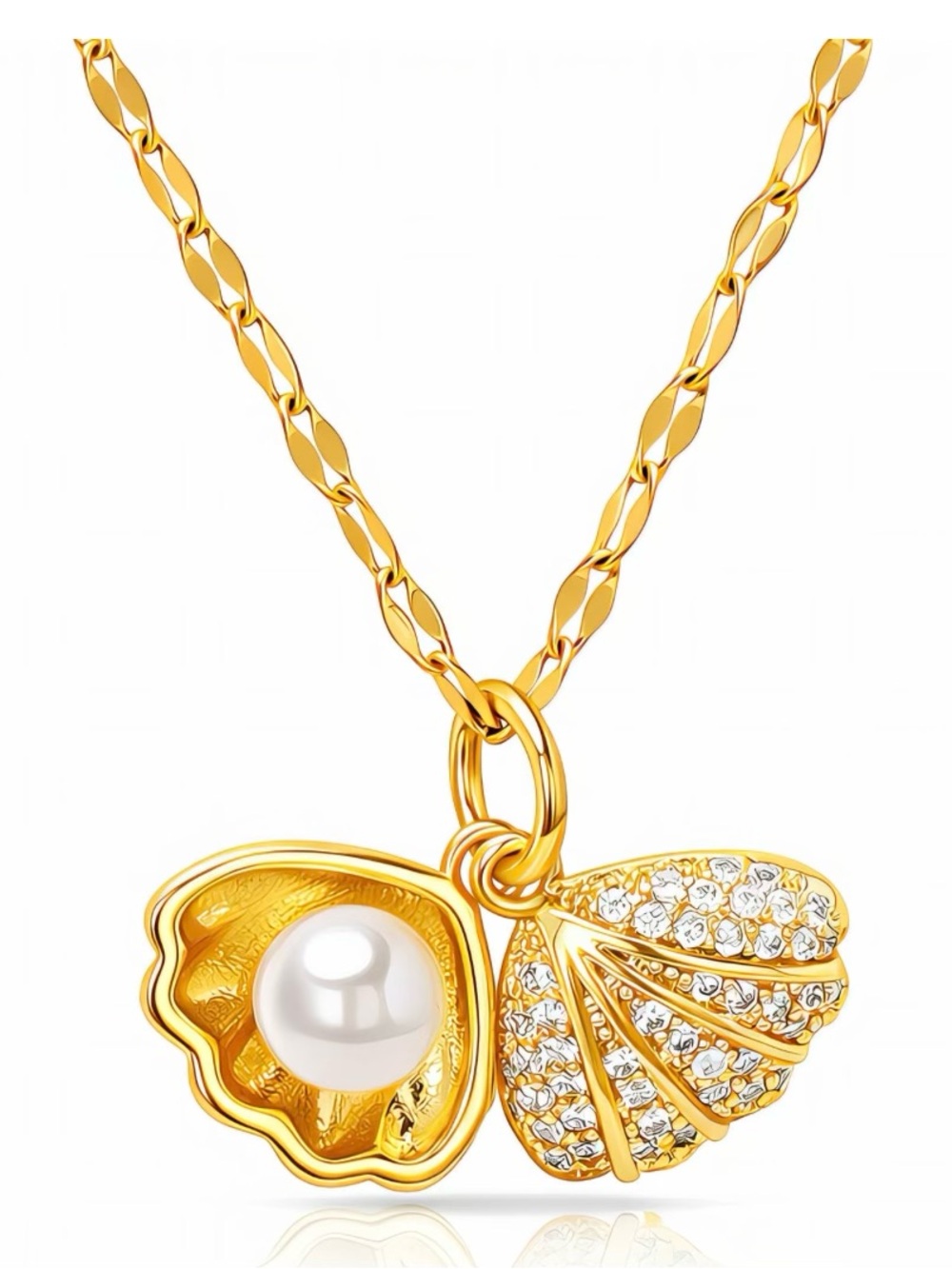 Gold Shell Pearl Pendant Necklace - Women's Fashion Jewelry